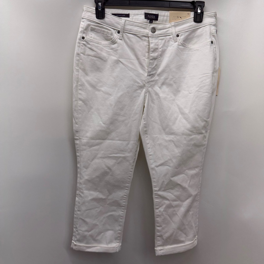 NYDJ Chloe Capri Jeans‎ Optic White Size 12 Lift Tuck Technology Spring NWT